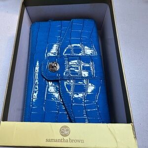 Samantha Brown Blue Crocodile Embossed Wallet